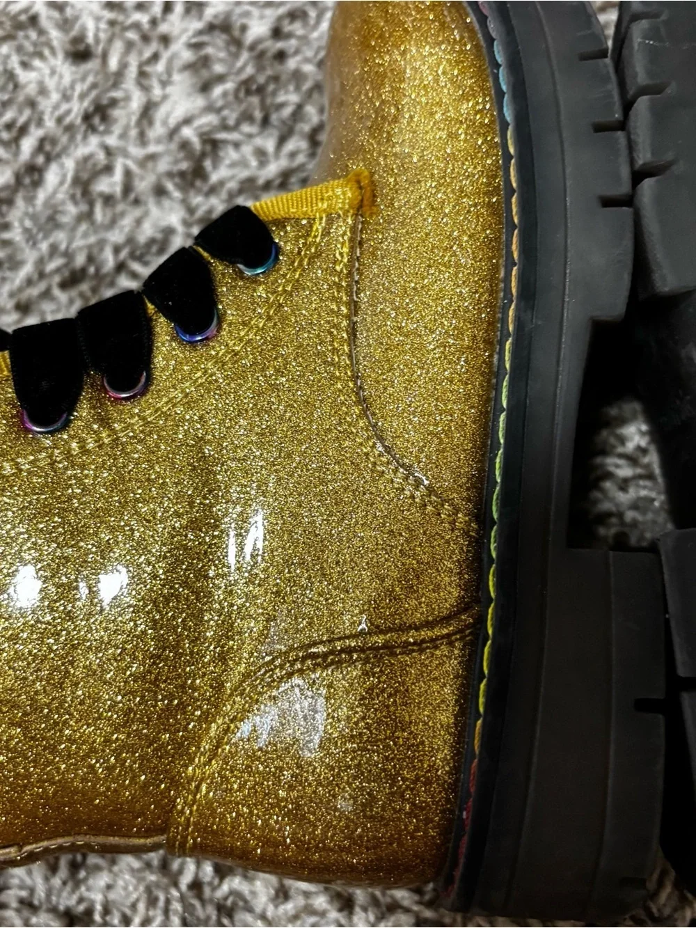 Dream Pairs gold glitter side zipper high top boots girls kids size 12